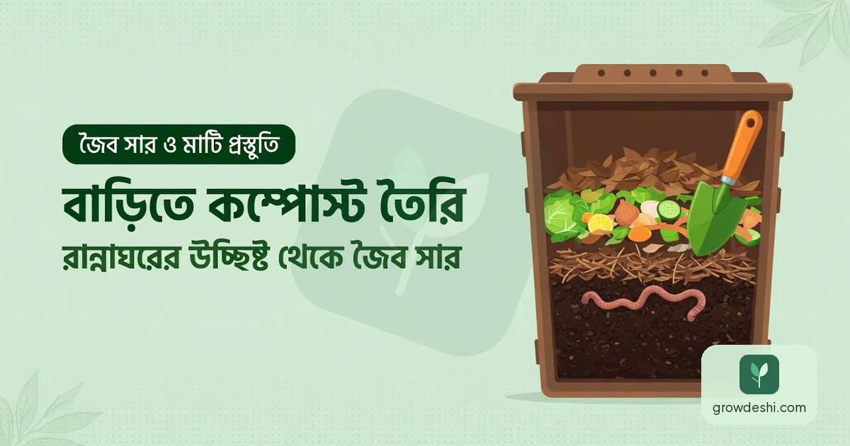 বাড়িতে কম্পোস্ট তৈরি: রান্নাঘরের উচ্ছিষ্ট থেকে জৈব সার — GrowDeshi