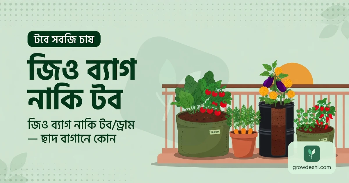 জিও ব্যাগ নাকি টব/ড্রাম — ছাদ বাগানে কোনটা ভালো? — GrowDeshi