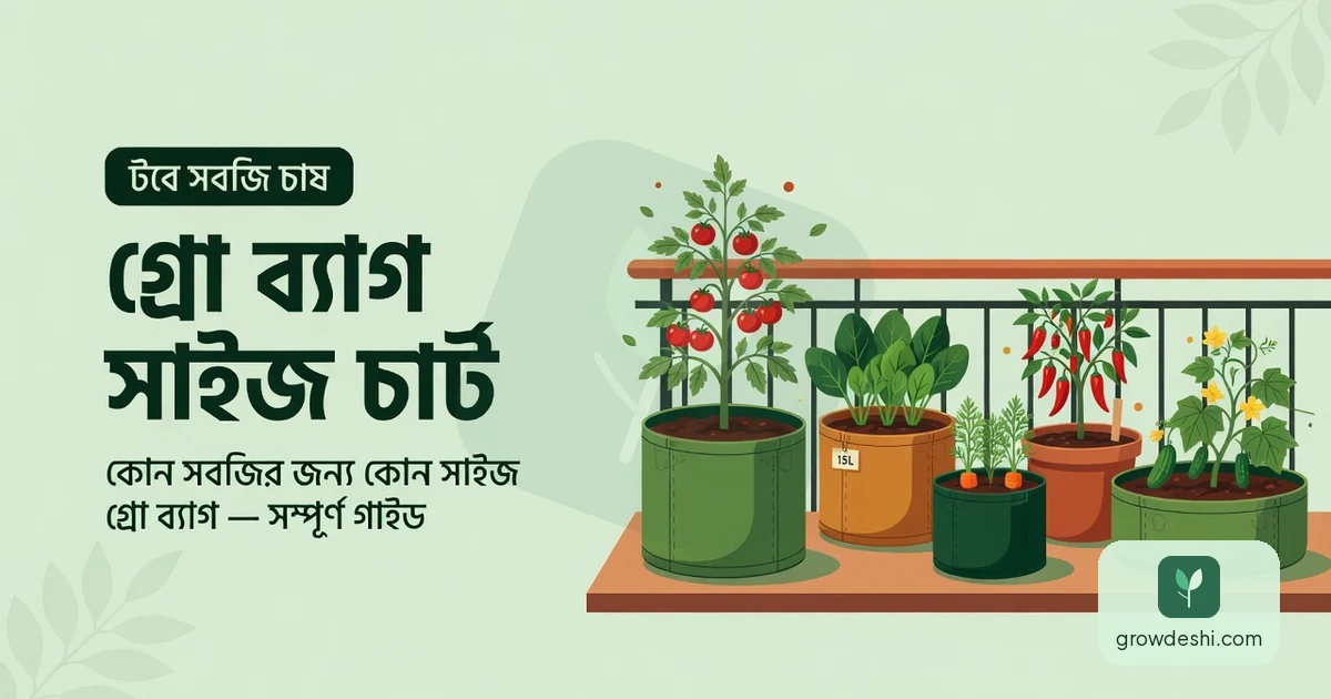 কোন সবজির জন্য কোন সাইজ গ্রো ব্যাগ — সম্পূর্ণ সাইজ চার্ট — GrowDeshi