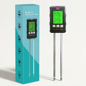 6 in 1 Intelligent Soil Tester — মাটির আর্দ্রতা মাপার যন্ত্র, ডিজিটাল ডিসপ্লে সহ ৬-ইন-১ সয়েল মিটার ও রিটেইল বক্স
