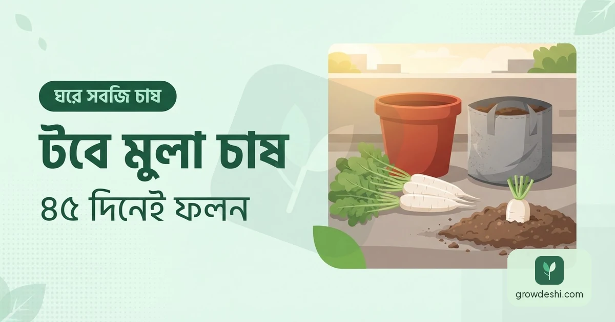 টবে মুলা চাষ পদ্ধতি — ৪৫ দিনেই ছাদে-বারান্দায় মুলা — GrowDeshi
